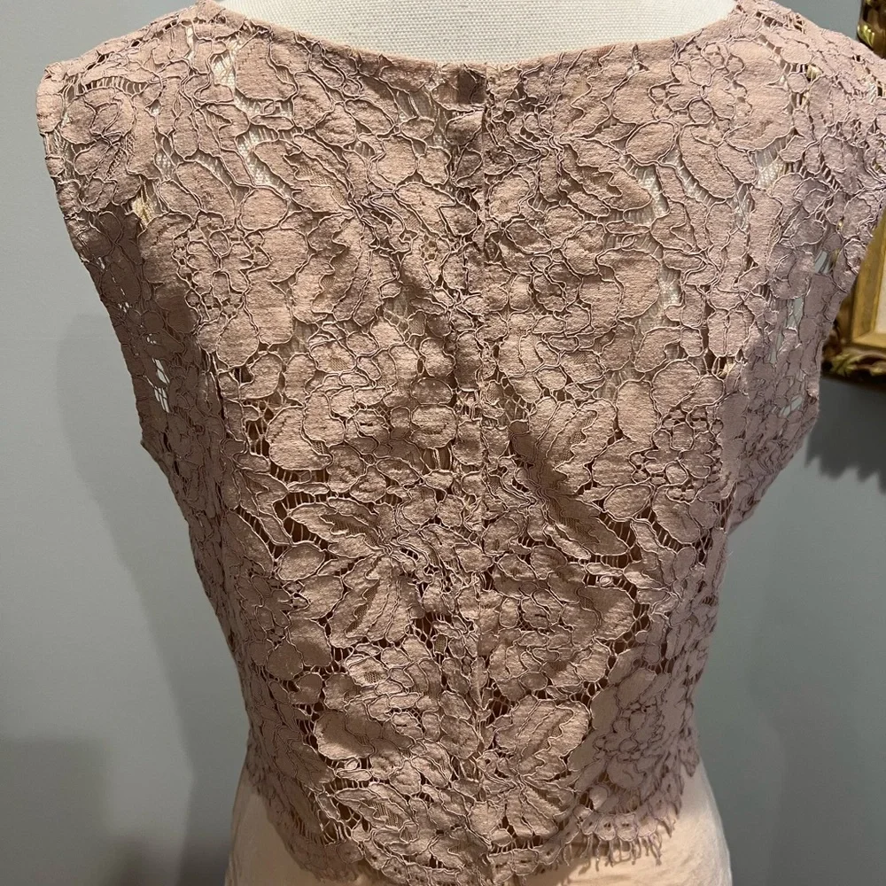 Jenny Yoo beige lace top with sheer tank - Picture 7 of 11